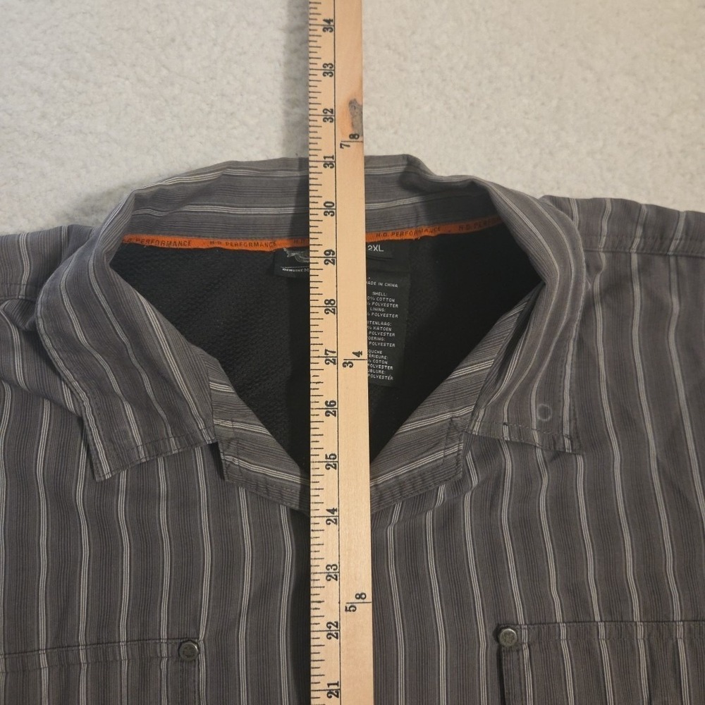Harley Davidson Button Down Shirt Size 2XL Gray Short Sleeve Embroidered - Picture 6 of 8